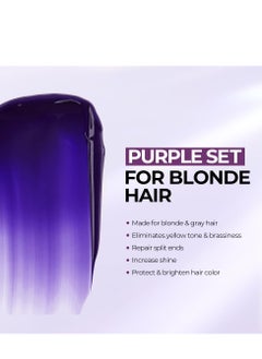 Karseell Karseell maca power Purple Hair Mask and Purple Shampoo Set, Neutralizes Brass & Yellow Tones for Blonde, Gray, Silver Color Treated Hair, 2 x 16.9floz  - Image 4