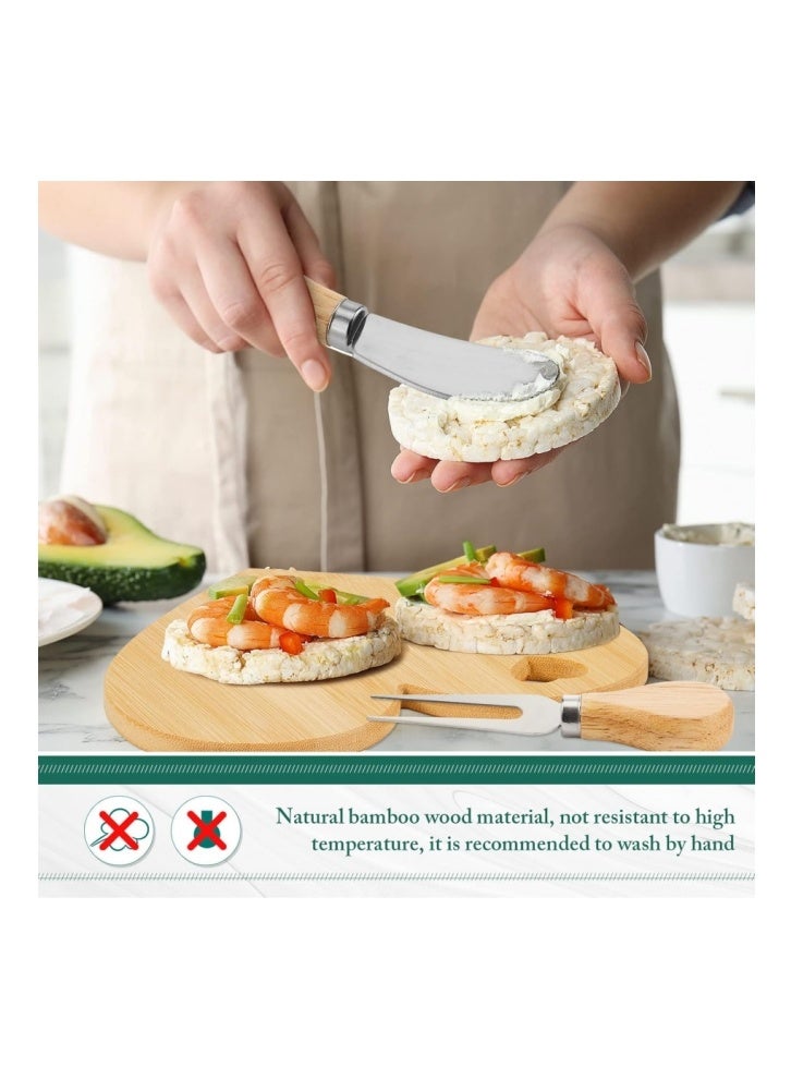 كانشويسي لوح جبن على شكل قلب من الخيزران مع سكاكين جبن – مجموعة هدية لوح جبن صغيرة مثالية كهدايا الزفاف والعيد ورمضان والمناسبات المنزلية وهدايا الضيوف (قطعتان) - Image 3