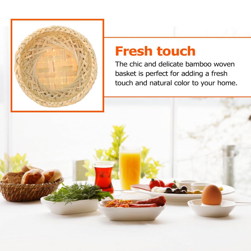 Natural Double Layer Woven Pastry Basket 9 x 3 Inch Multipurpose Serving Tray - Image 4