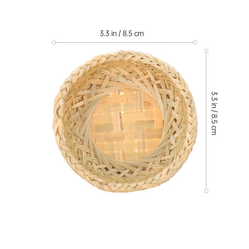 Natural Double Layer Woven Pastry Basket 9 x 3 Inch Multipurpose Serving Tray - Image 3