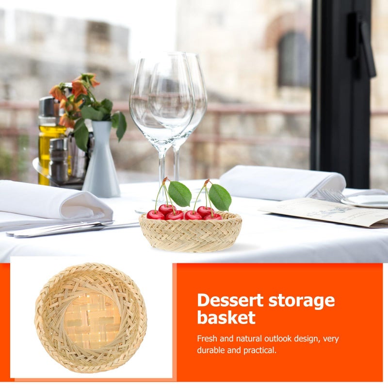 Natural Double Layer Woven Pastry Basket 9 x 3 Inch Multipurpose Serving Tray - Image 5