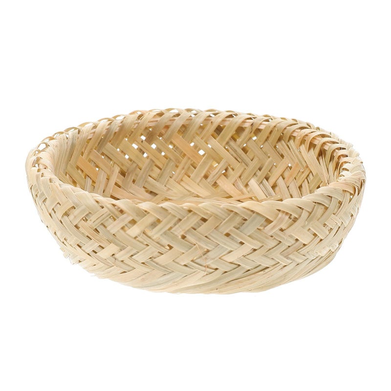 Natural Double Layer Woven Pastry Basket 9 x 3 Inch Multipurpose Serving Tray - Image 2