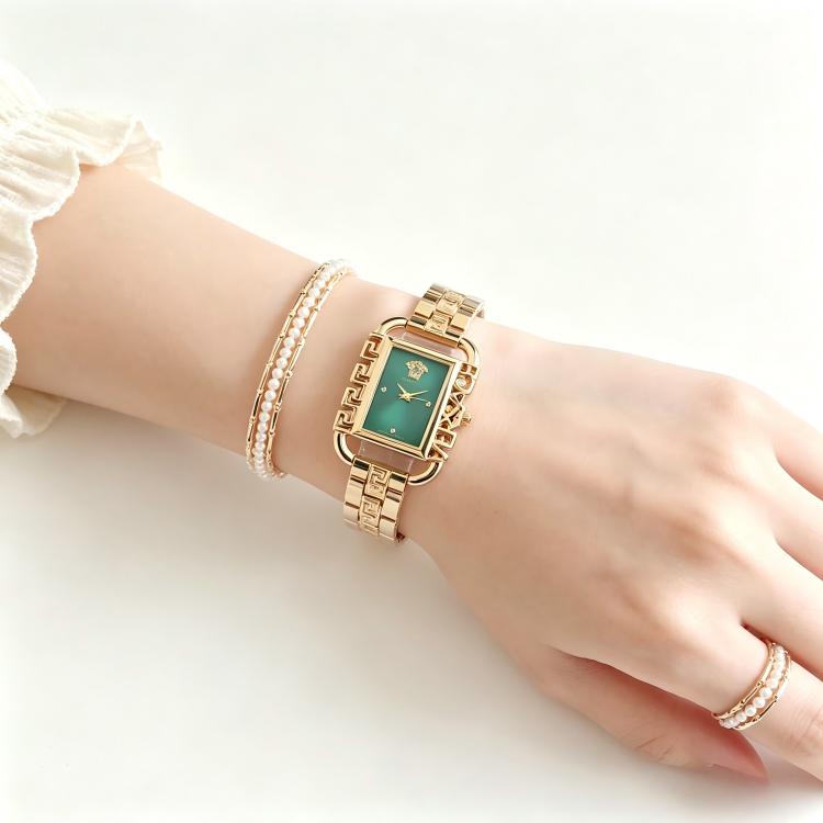 VERSACE 19V69 Italian design luxury gold square dial watch with green face - Image 3