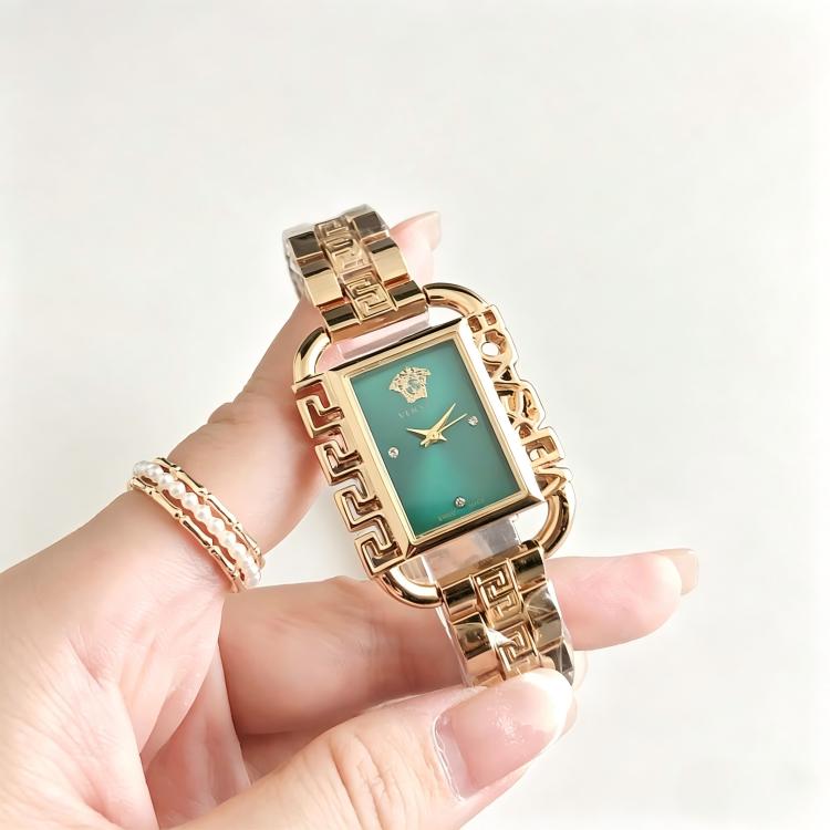 VERSACE 19V69 Italian design luxury gold square dial watch with green face - Image 2