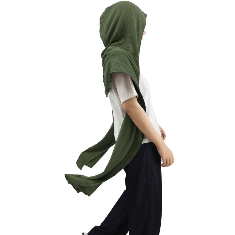 CosInStyle Women Men Fashion Shawl Scarf Cape | Multifunctional Hooded Cowl | Medieval Linen Cotton Cowl Hood |Vintage Goth Costume Accessory (Army Green) - Image 2