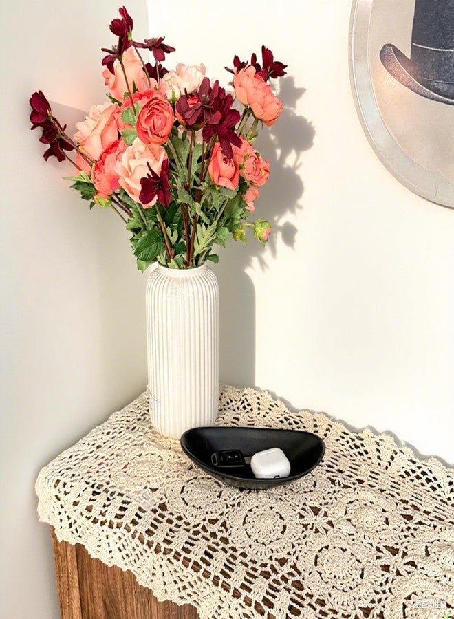 Eiyye Cotton Table Runner Farmhouse Table Runners Handmade Crochet Runner Rectangle for Coffee Table Dresser Decor Beige (15.75x35.43 inch) - Image 3