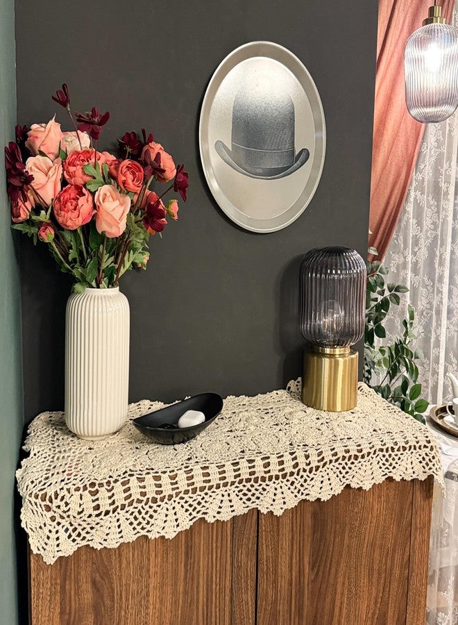 Eiyye Cotton Table Runner Farmhouse Table Runners Handmade Crochet Runner Rectangle for Coffee Table Dresser Decor Beige (15.75x35.43 inch) - Image 5