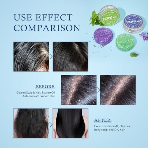 LIYALAN Lavender and Peppermint Shampoo Bar for Hair Solid Soap(2 Pack),Deep Cleansing Hair Shampoo for Fine Oily Hair - Image 5