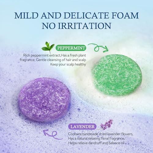 LIYALAN Lavender and Peppermint Shampoo Bar for Hair Solid Soap(2 Pack),Deep Cleansing Hair Shampoo for Fine Oily Hair - Image 3