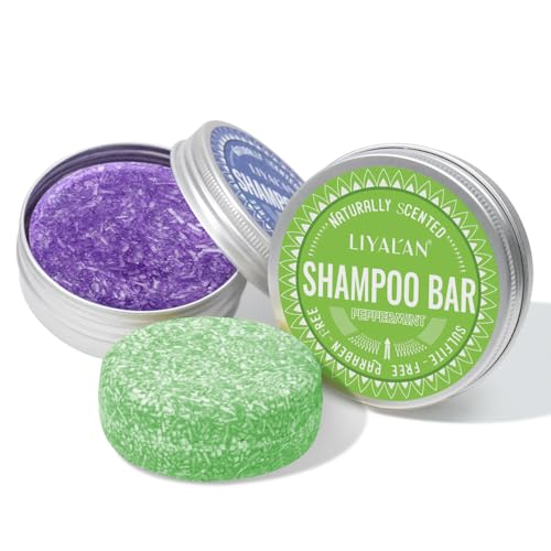 LIYALAN Lavender and Peppermint Shampoo Bar for Hair Solid Soap(2 Pack),Deep Cleansing Hair Shampoo for Fine Oily Hair - Image 1