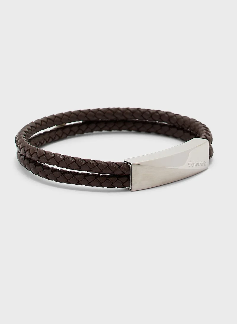 CALVIN KLEIN Leather Braided Bracelet