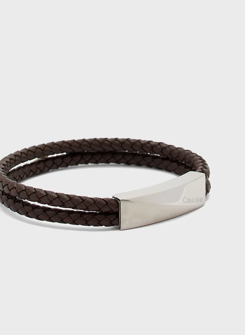 CALVIN KLEIN Leather Braided Bracelet
