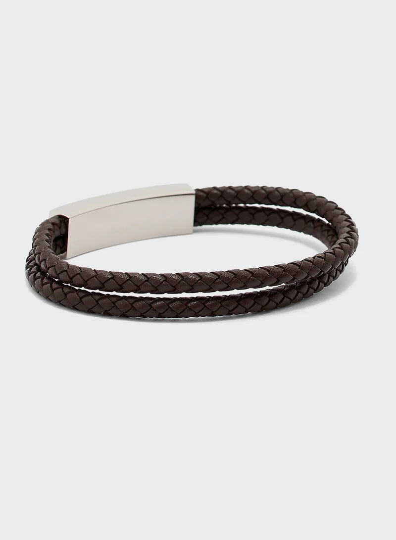 CALVIN KLEIN Leather Braided Bracelet