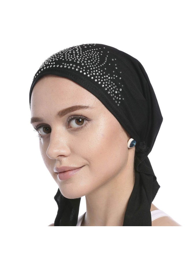 قبعة عمامة نسائية مطاطية كريستالية للكيماوي وشاح رأس لتساقط الشعر - Image 3