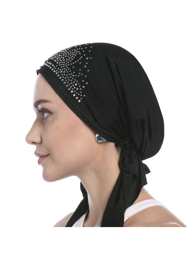 قبعة عمامة نسائية مطاطية كريستالية للكيماوي وشاح رأس لتساقط الشعر - Image 1
