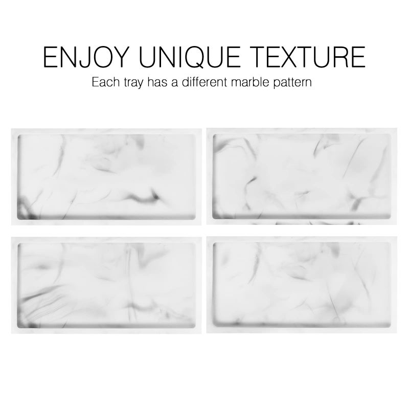 Luxspire Bathroom Vanity Tray, 8 x 4 inch Resin Kitchen Sink Tray for Soap Dispenser Bathroom Countertop Organizer Plate Holder for Perfume Soap Towel Bathroom Accessories, Mini, White Marble - Image 5