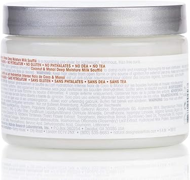 Design Essentials حليب سوفليه مرطب عميق من ديزاين إيسينشالز للشعر الباهت والجاف والعطشان مجموعة جوز الهند مونو 12 أونصة - Image 2