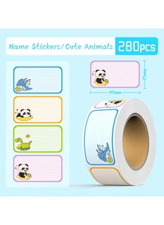 CMGTYYD 2Roll 560PCS Name Tag Sticker Cute Animal Name Adhesive Labels Black to School Name Stickers Cartoon Name Label Stickers Dinosaur Rabbit Astronaut Panda Design Waterproof Labels for Kids-A  - Image 4