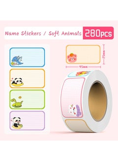 CMGTYYD 2Roll 560PCS Name Tag Sticker Cute Animal Name Adhesive Labels Black to School Name Stickers Cartoon Name Label Stickers Dinosaur Rabbit Astronaut Panda Design Waterproof Labels for Kids-A  - Image 5
