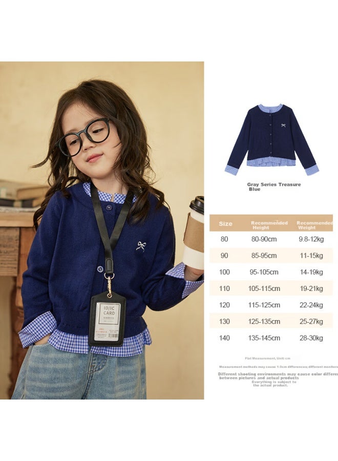 Luson little O Baby Kids Knit Sweater Cardigan Girls Fake Two-piece Autumn Girls Jacket - Image 4
