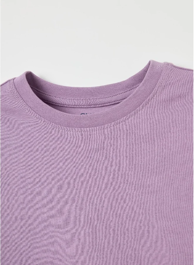 او في اس Organic cotton T-shirt with round neck