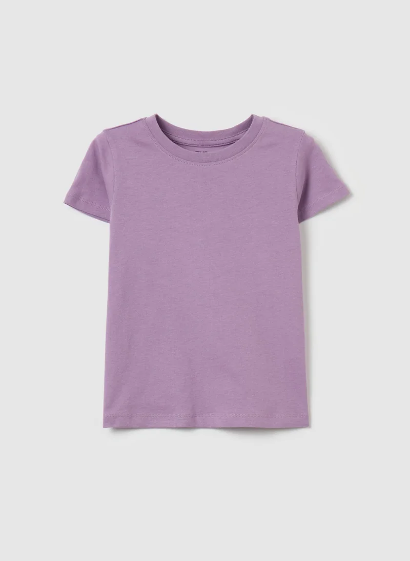 او في اس Organic cotton T-shirt with round neck