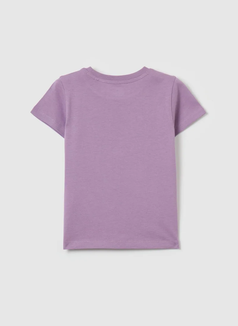 او في اس Organic cotton T-shirt with round neck