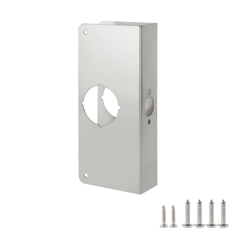 NAUBEA Door Reinforcement Plate Stainless Steel Fits 134 Doors 238 Backset Lock and Door Reinforcer Security Door KnobLockLatchDeadbolt Cover Plate Reinforce and Repair WoodMetal Doors