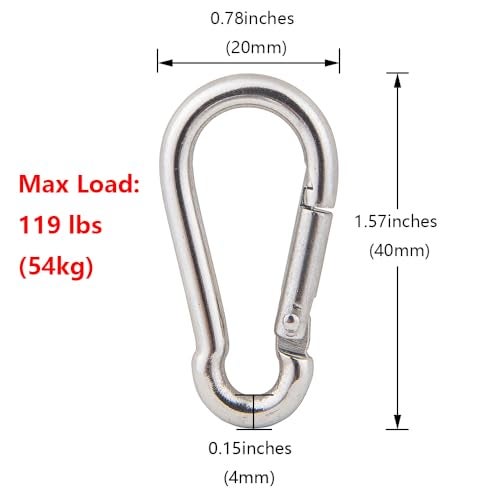 Cadbibe 2Pcs 304 Stainless Steel M15 Single Pulley Block, Wire Rope Hanging Wire Towing Wheel, with 2Pcs Spring Snap Hook - Image 5