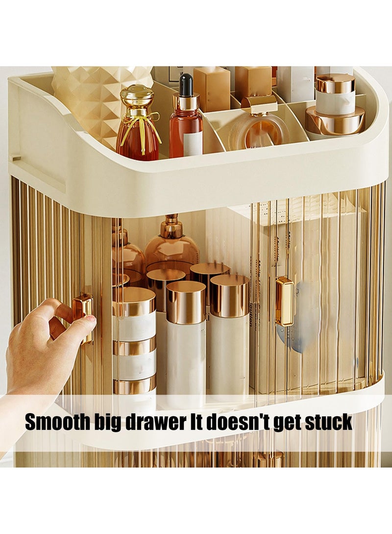 XiuWoo Makeup Organizer Storage Box, Large Capacity Cosmetics Storage ,with 2 Compartments and 1 Top Layer, Cosmetic Display Case Desktop Drawer-Type Storage Rack - Image 2