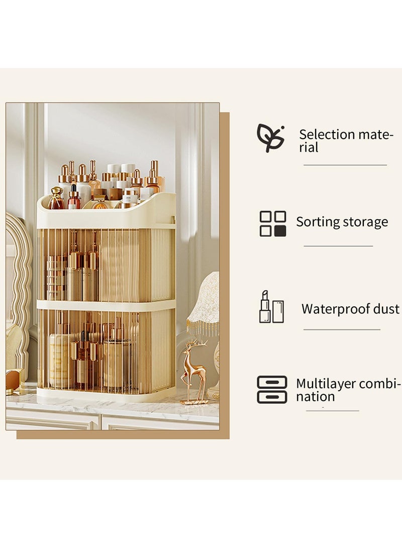 XiuWoo Makeup Organizer Storage Box, Large Capacity Cosmetics Storage ,with 2 Compartments and 1 Top Layer, Cosmetic Display Case Desktop Drawer-Type Storage Rack - Image 5