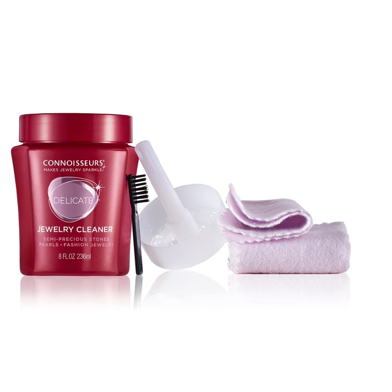 CONNOISSEURS All-Purpose Jewelry Cleaning Kit - Includes Delicate Jewelry Cleaner Solution and 2 Polishing Cloths - Image 1