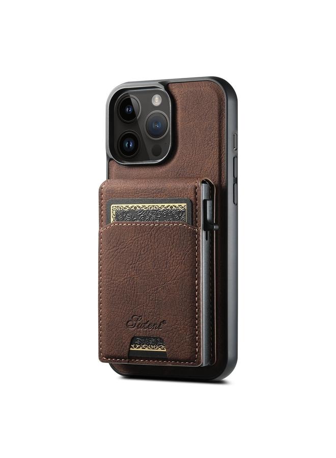 Suteni Case For iPhone 13 Pro Max H19 Litchi Grain 2-in-1 MagSafe Removable Card Box Back Phone Case - Image 1