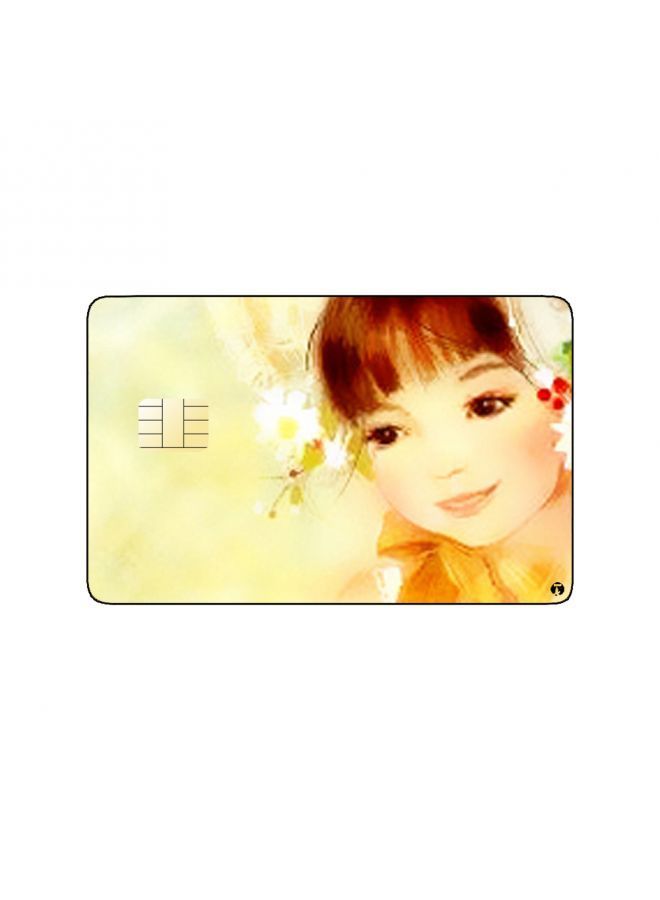 RKN PRINTED BANK CARD STICKER Cute Girl Drawing Wearing Hat - Image 1