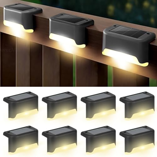 EMBOX Solar Light Outdoor Garden Waterproof Stair Deck Pool Patio Fence Gate Yard Floor Step Railing Window Balcony Sunlight Pathway (Black 8, Standard) - Image 1