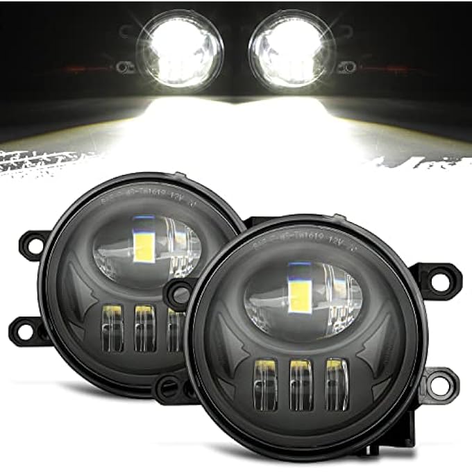 Partsam 12V Led Fog Lights Assembly Kit 54W 5000Lm Compatible With Tacoma 20162022 4Runner 20142022 Tundra 20142019 Bumper Driving Lamp Aluminum Housing Black Dot Approved 2Pcs - Image 1