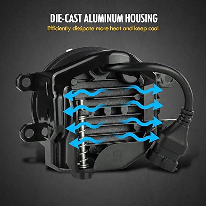 Partsam 12V Led Fog Lights Assembly Kit 54W 5000Lm Compatible With Tacoma 20162022 4Runner 20142022 Tundra 20142019 Bumper Driving Lamp Aluminum Housing Black Dot Approved 2Pcs - Image 5