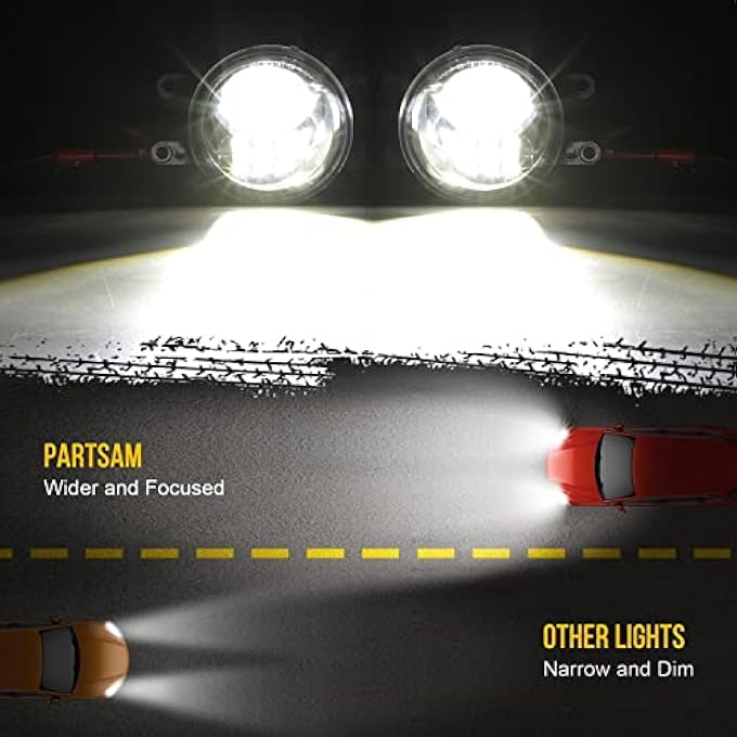 Partsam 12V Led Fog Lights Assembly Kit 54W 5000Lm Compatible With Tacoma 20162022 4Runner 20142022 Tundra 20142019 Bumper Driving Lamp Aluminum Housing Black Dot Approved 2Pcs - Image 4