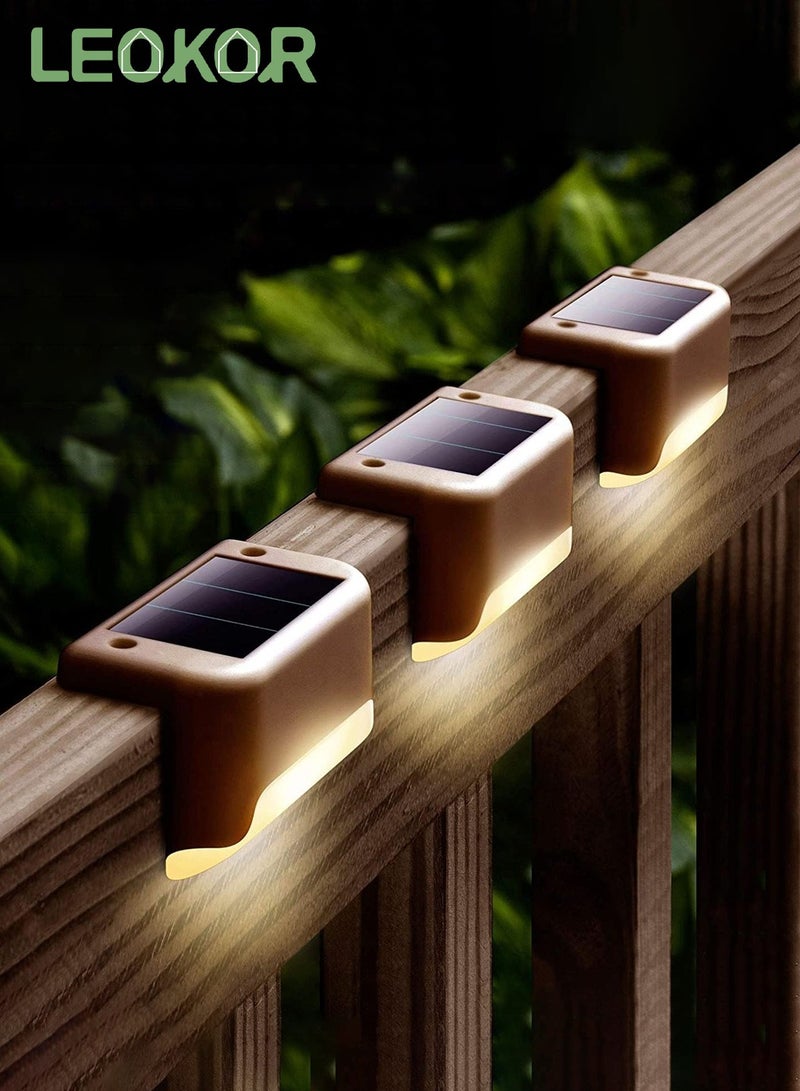 LEOKOR 8 Pack Waterproof LED Solar Deck Light Decor Solar Lights Solar Step Lamp Brown - Image 2