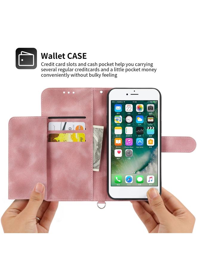 S-TOP Case For iPhone 8 Plus / 7 Plus Skin-feel Flowers Embossed Wallet Leather Phone Case - Image 3