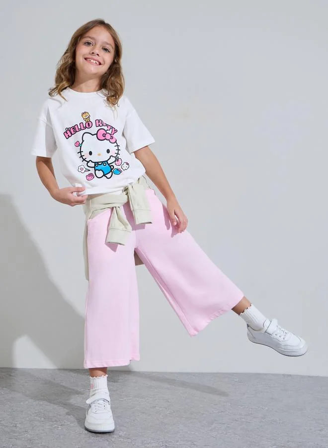 Styli Girls Off White Hello Kitty Print Oversized T-Shirt