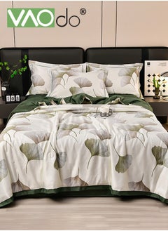 VAOdo 4PCS Queen Size Quilt Set  Atmospheric Luxury Print Summer Quilt Sets  Soft Bed Summer Quilt  Lightweight Microfiber Bedspread Modern Style Summer Quilt Sheets and Pillowcases for All Season Quilt  - Image 1