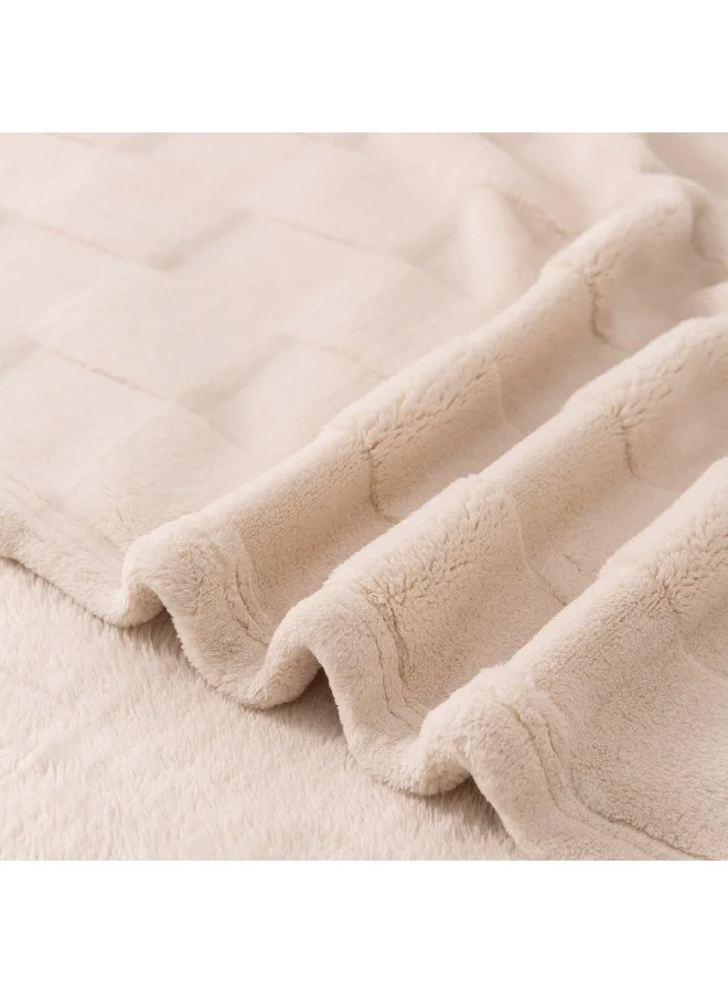 Home Box Cloud Sculpted Rabbit Fur Single-Layer Queen Blanket 200 x 220 cm
