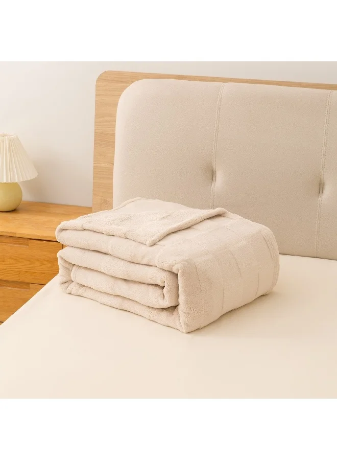 Home Box Cloud Sculpted Rabbit Fur Single-Layer Queen Blanket 200 x 220 cm