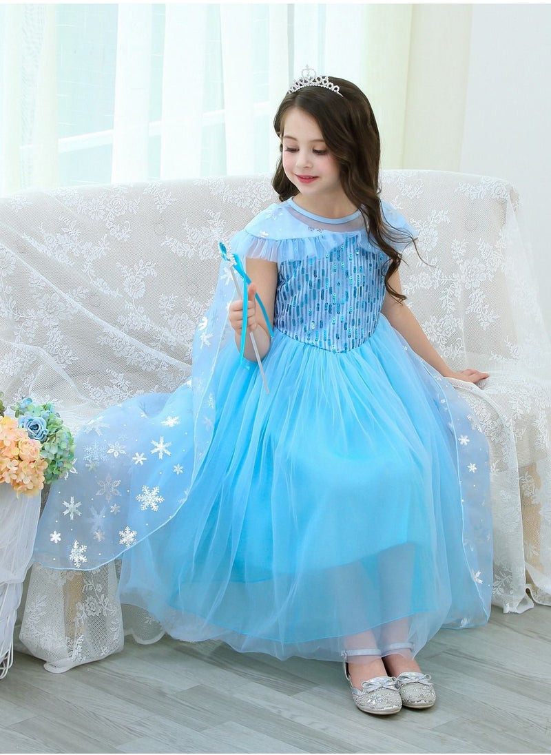 Frozen Elsa Princess skirt Little Girl Princess Dress Carnival Cosplay Costume Character Costume  - Image 4