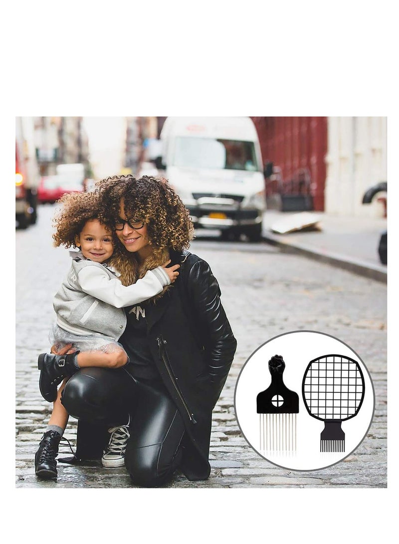 Twist Hair Comb Metal Afro Pick Comb Set with Twist Hair Curling Sponge Twist Brush Curl Comb Twist Hair Sponge Twist Wave Curl Brush Comb Barber Hair Brush Sponge Wave Curl Sponge Brush - Image 4