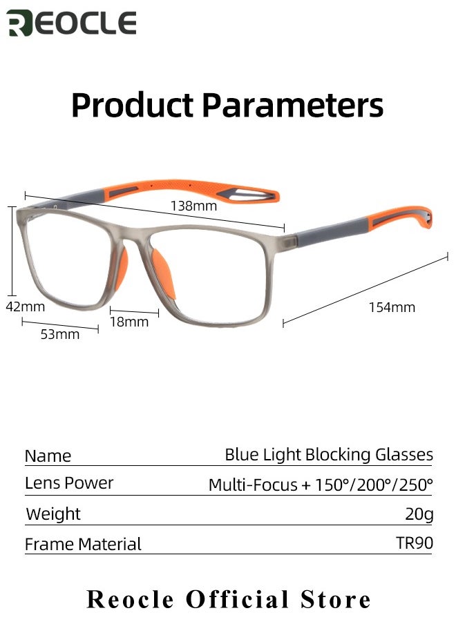 REOCLE - Progressive Multifocus Reading Glasses Flexible Lightweight TR90 Frame Blue Light Blocking Computer Readers for Women and Men - Image 1