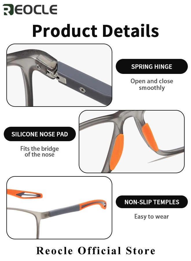 REOCLE - Progressive Multifocus Reading Glasses Flexible Lightweight TR90 Frame Blue Light Blocking Computer Readers for Women and Men - Image 1