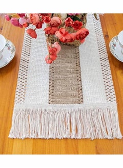 Generic Natural Burlap Table Runner, Modern Farmhouse Decor Rustic Woven Cotton Crochet Lace  - Image 3