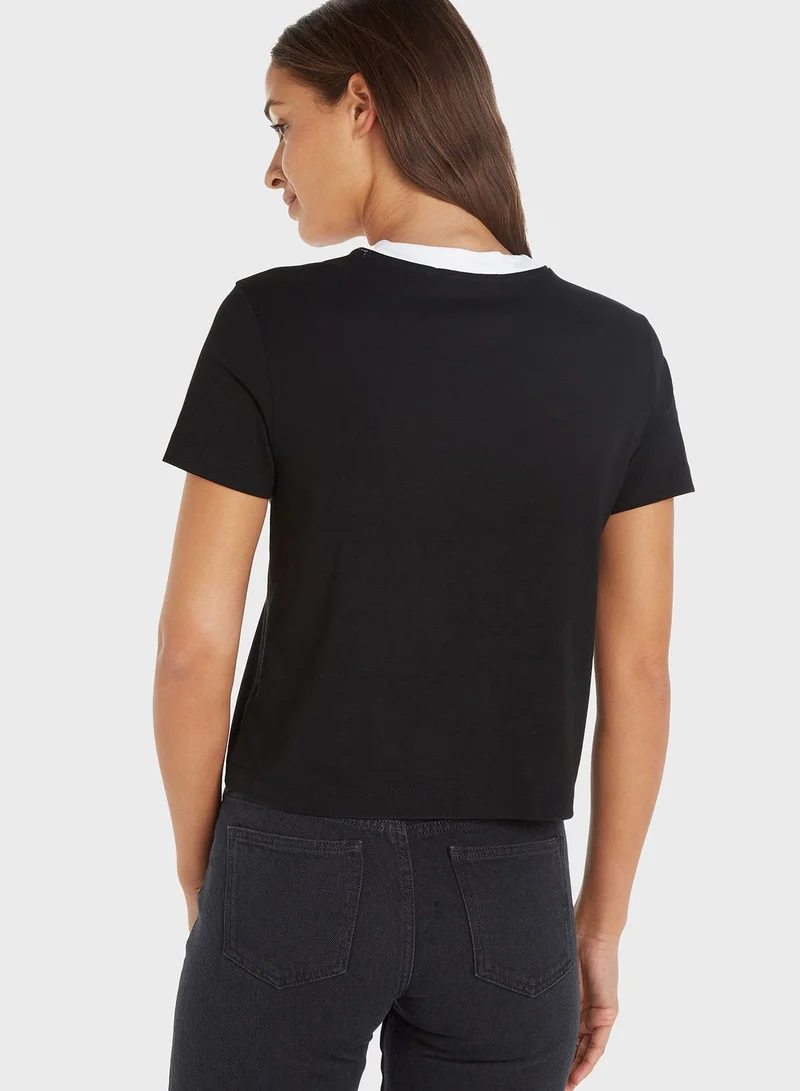Calvin Klein Jeans Crew Neck Color Block Logo T-Shirt